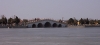 Bridge across frozen lake, pathway to Dragon Pavilion, Kaifeng Henan